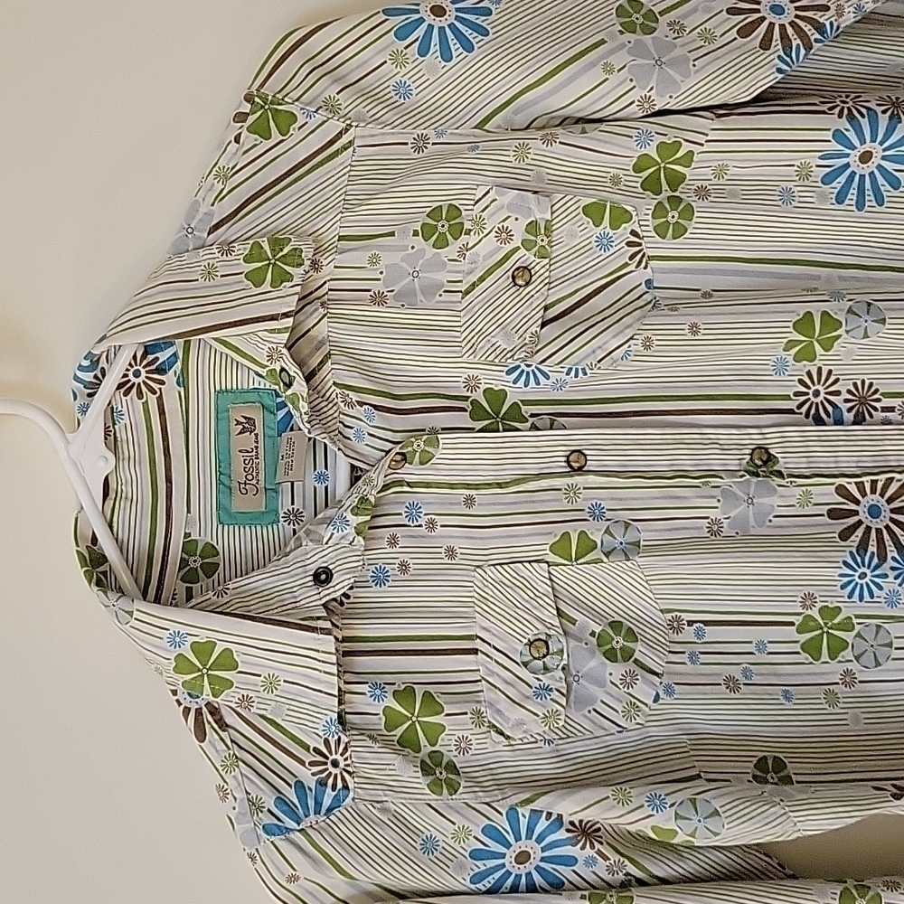 Fossil Floral Mod Coquette Snap Button Western Ro… - image 3